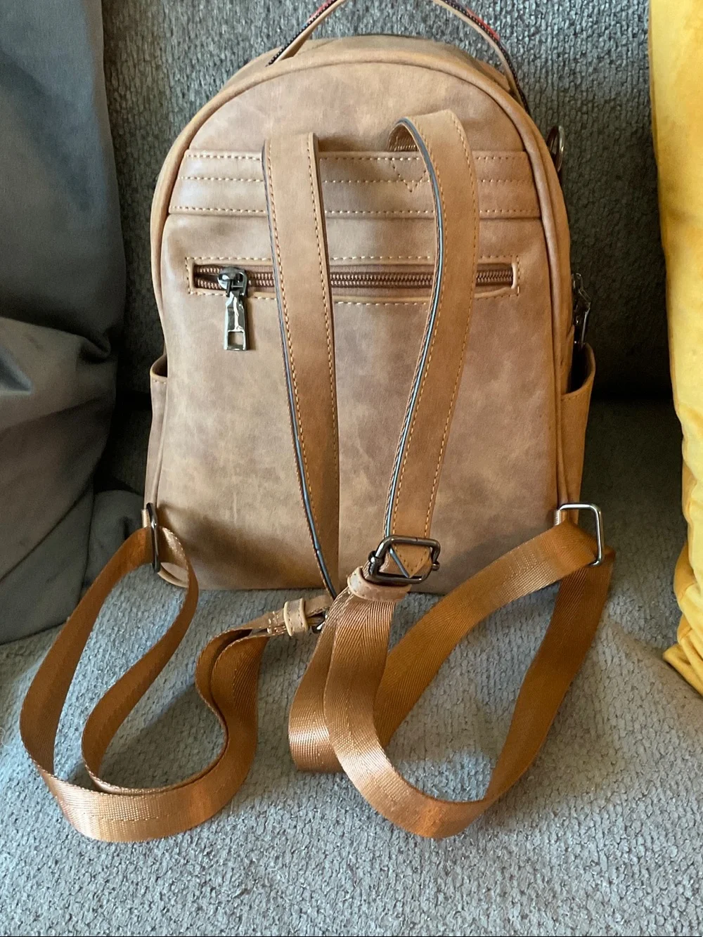Fadeon Tan Leatherette Men's Backpack - Casual Everyday Bag